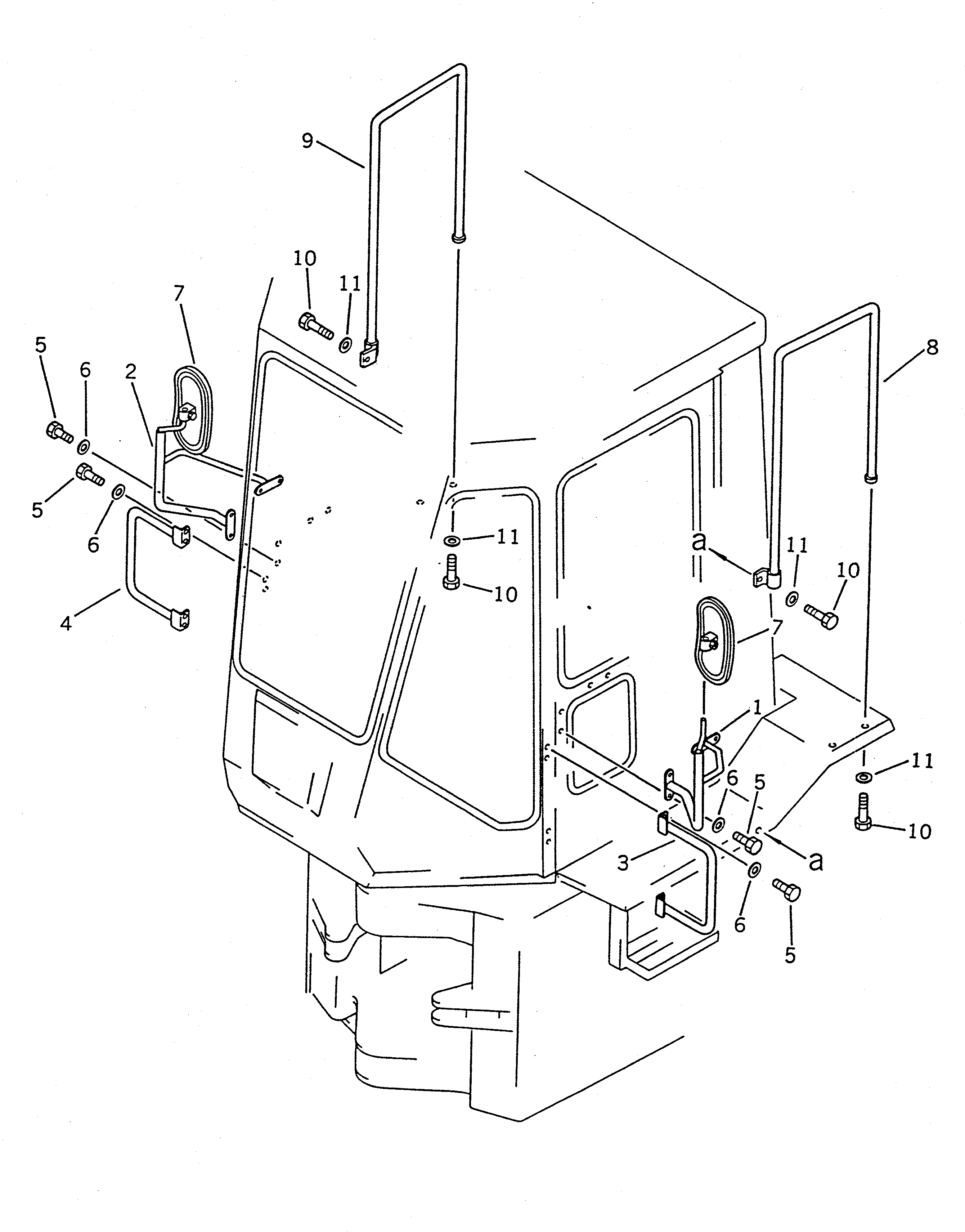Wheel Loaders Komatsu / WA100SS-1 S/N 10001-UP(wa100s8r) / STAY AND HAND RAIL (WITH CAB)(#10001-19999)(150510 : 5472)