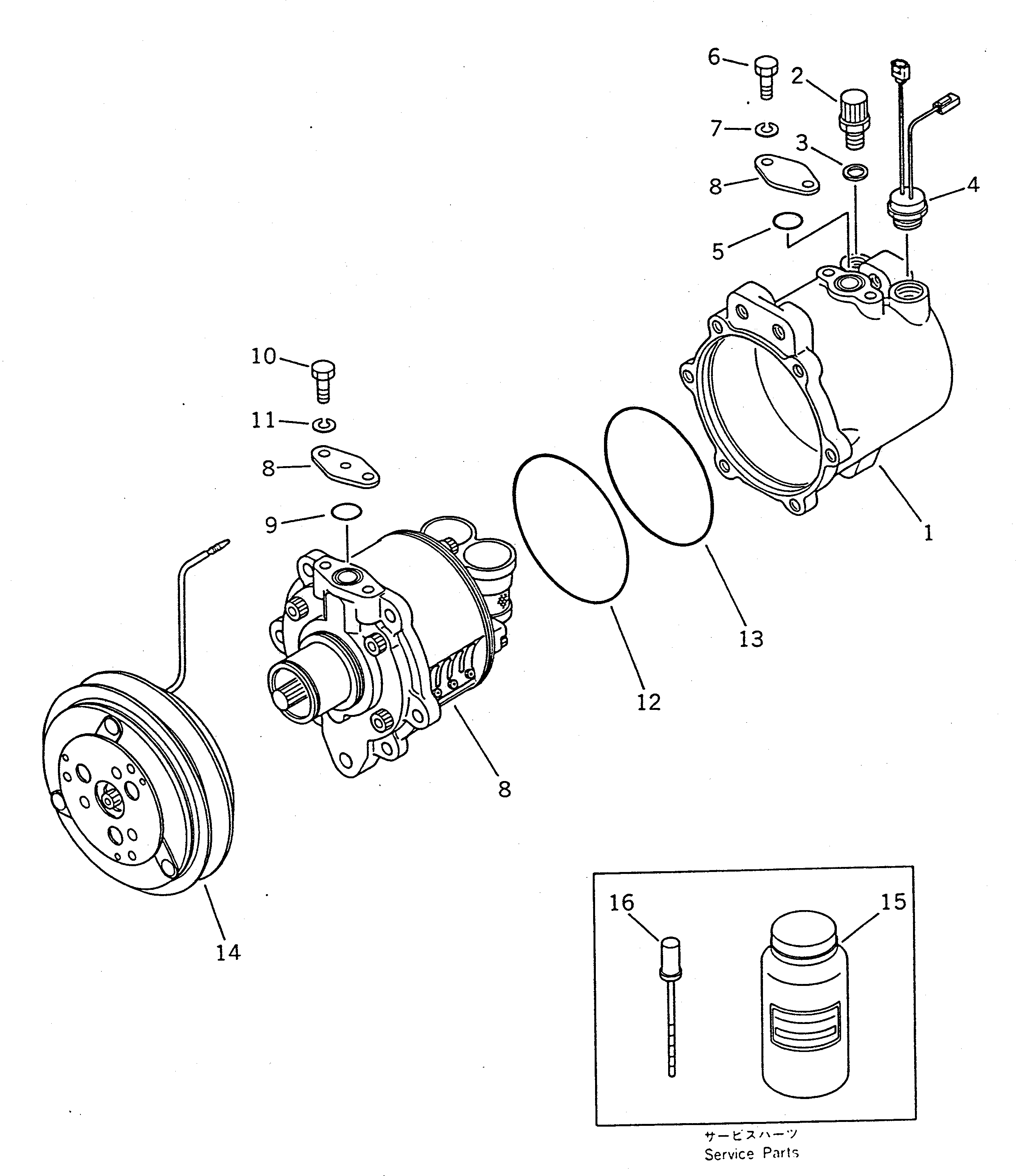 Wheel Loaders Komatsu / WA100SS-1 S/N 10001-UP(wa100s8r) / COMPRESSOR (FOR AIR CONDITIONER)(#10001-19999)(150620 : 5517)