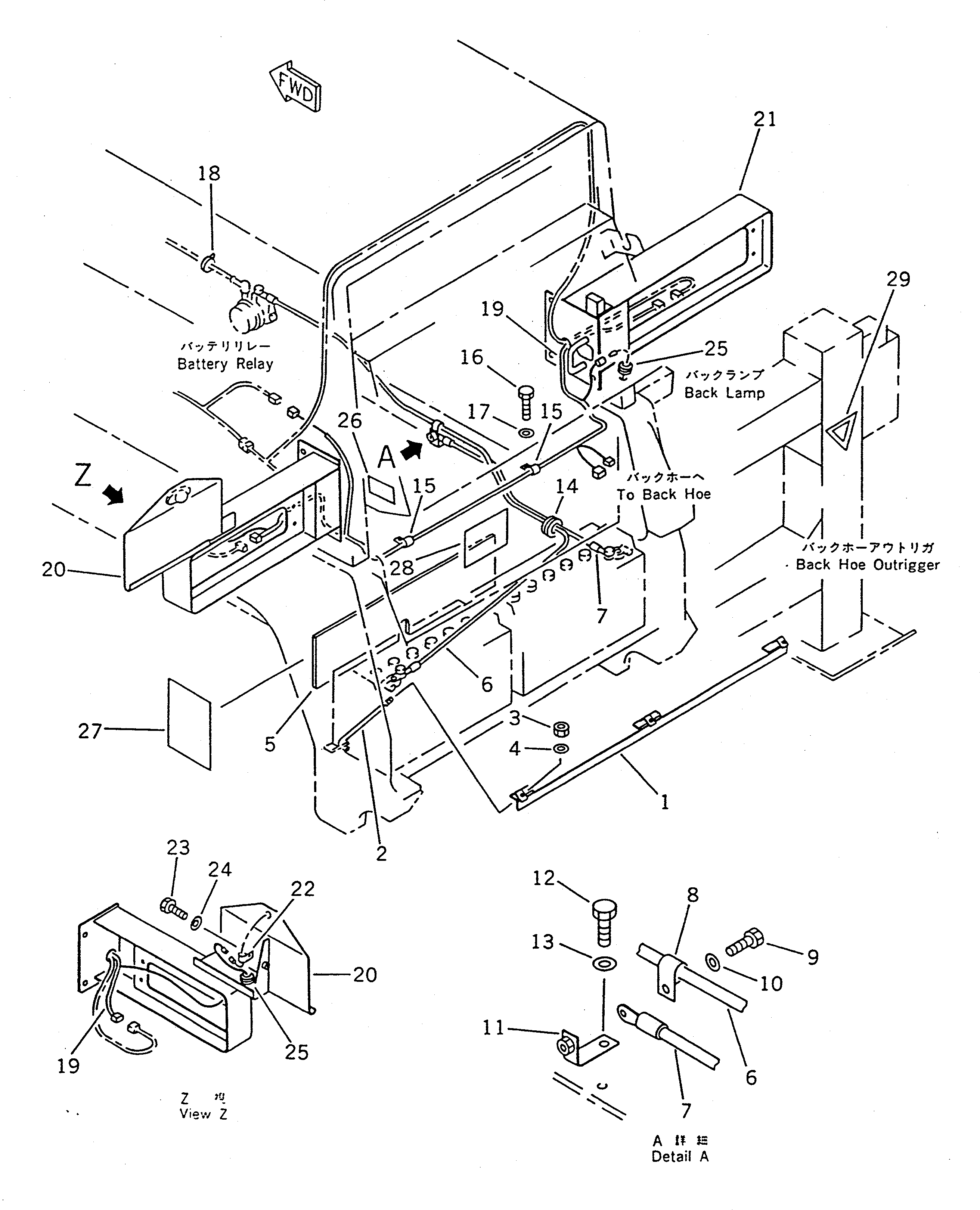 Wheel Loaders Komatsu / WA100SS-1 S/N 10001-UP(wa100s8r) / BACK HOE MOUNTING PARTS (4/4)(#20001-)(150800 : 5884A)