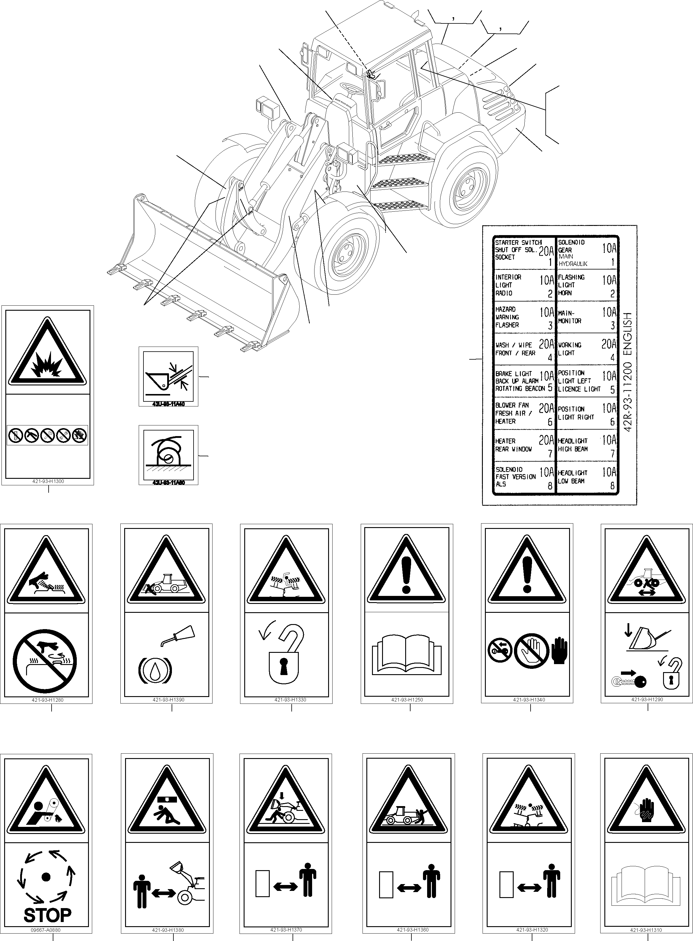 Wheel Loaders Komatsu / WA115-3 (35 km/h) WA115H30051-WA115H30180 / H30181 - Up(wa115_3s) / DECALS, ENGLISH(12-05 : GJ2K3102)