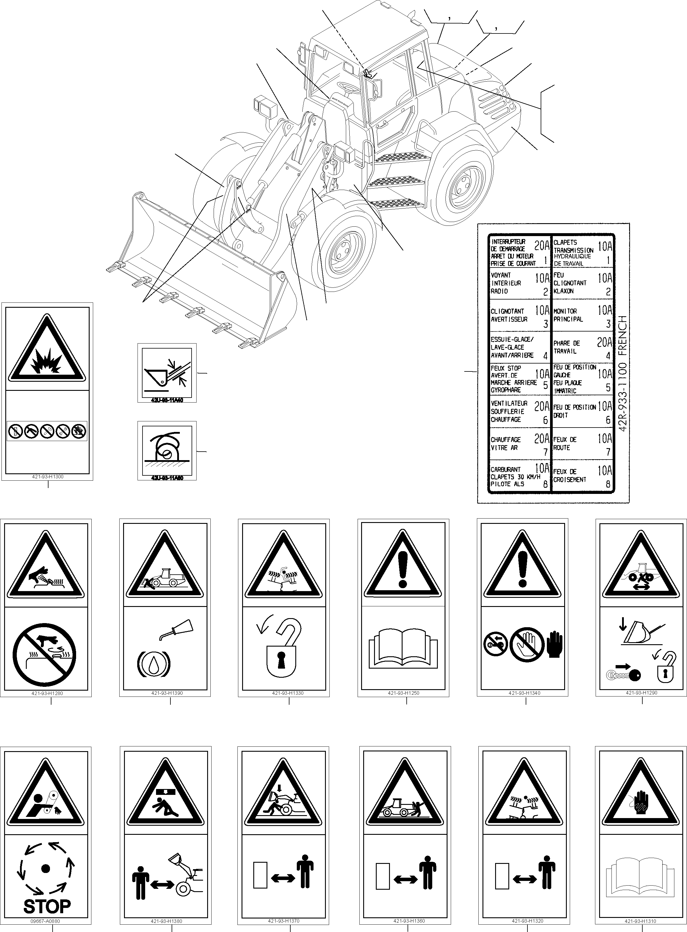 Wheel Loaders Komatsu / WA115-3 (35 km/h) WA115H30051-WA115H30180 / H30181 - Up(wa115_3s) / DECALS, FRENCH(12-06 : GJ2K3106)