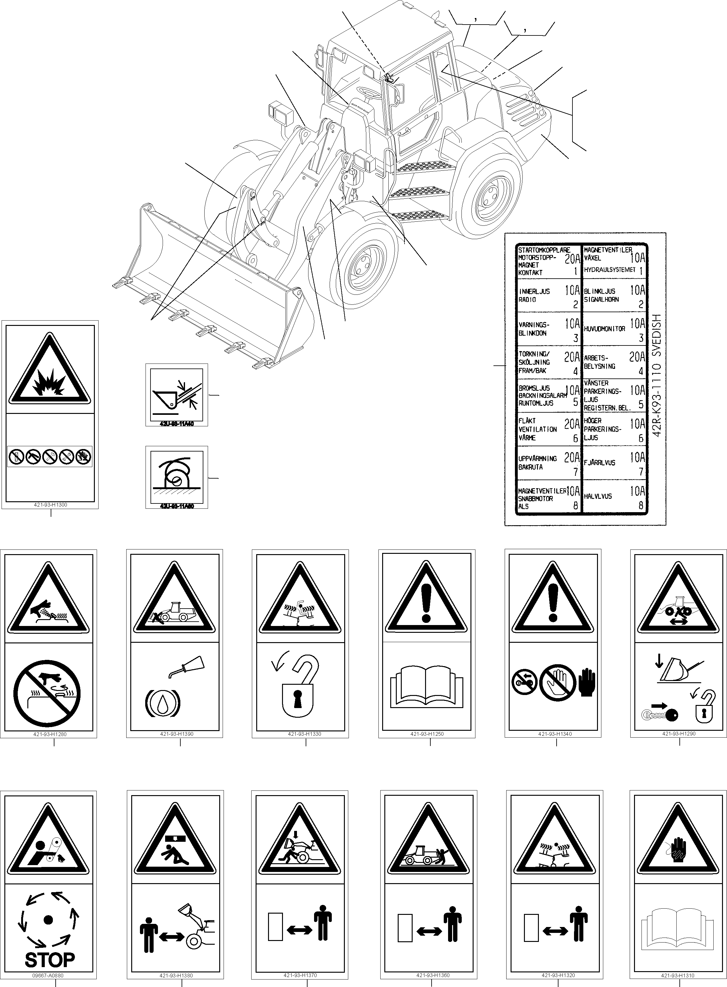 Wheel Loaders Komatsu / WA115-3 (35 km/h) WA115H30051-WA115H30180 / H30181 - Up(wa115_3s) / DECALS, SWEDISH(12-10 : GJ2K3108)