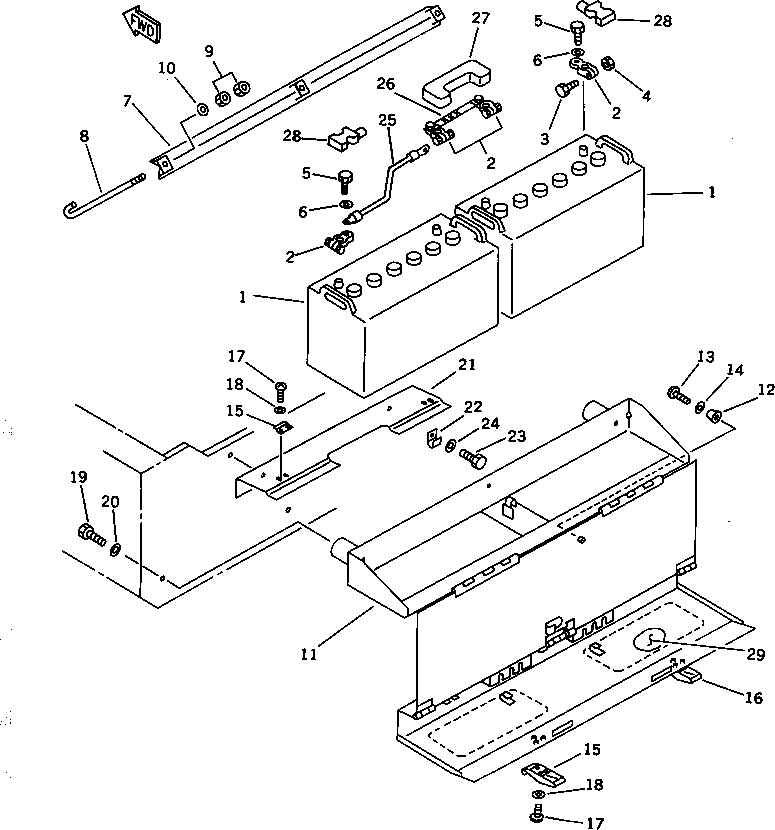 Wheel Loaders Komatsu / WA120-1 S/N 10001-UP(wa120-1c) / BATTERY AND BATTERY BOX (TBG/ABE SPEC.)(240010 : 8311)