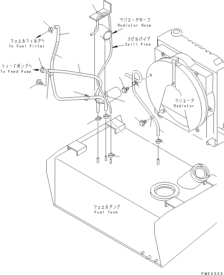 Wheel Loaders Komatsu / WA120-3 S/N 50001-52999 (3-Speed Transmission Spec.)(wa120-3c) / FUEL PIPING(#50001-)(030100 : 1351)