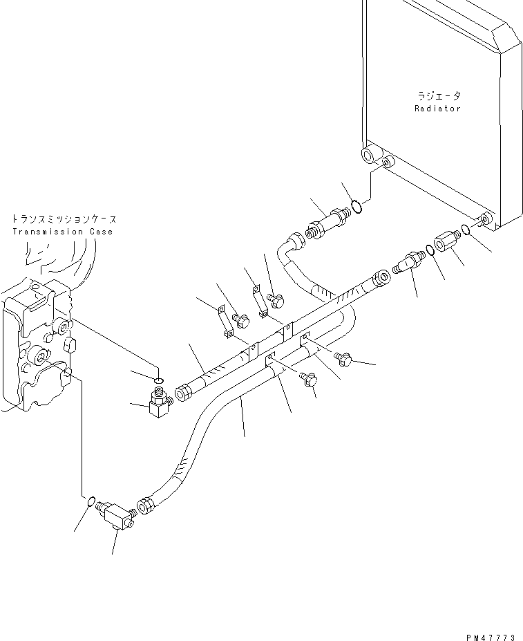 Wheel Loaders Komatsu / WA120-3 S/N 50001-52999 (3-Speed Transmission Spec.)(wa120-3c) / TRANSMISSION PIPING (OIL COOLER LINE) (WITH ANTI CLOG RADIATOR)(#50001-)(060180 : 2715)