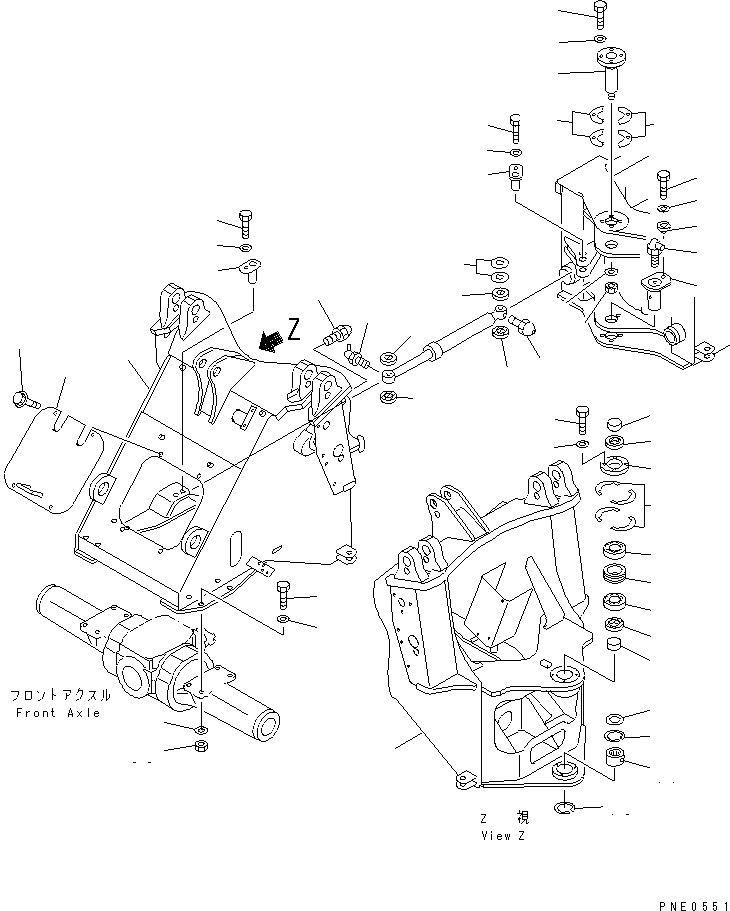 Wheel Loaders Komatsu / WA120-3 S/N 50001-52999 (3-Speed Transmission Spec.)(wa120-3c) / FRONT FRAME (WITH FRONT ATTACHMENT) (WITH 3-SPOOL CONTROL VALVE)(#50001-)(150020 : 5003)