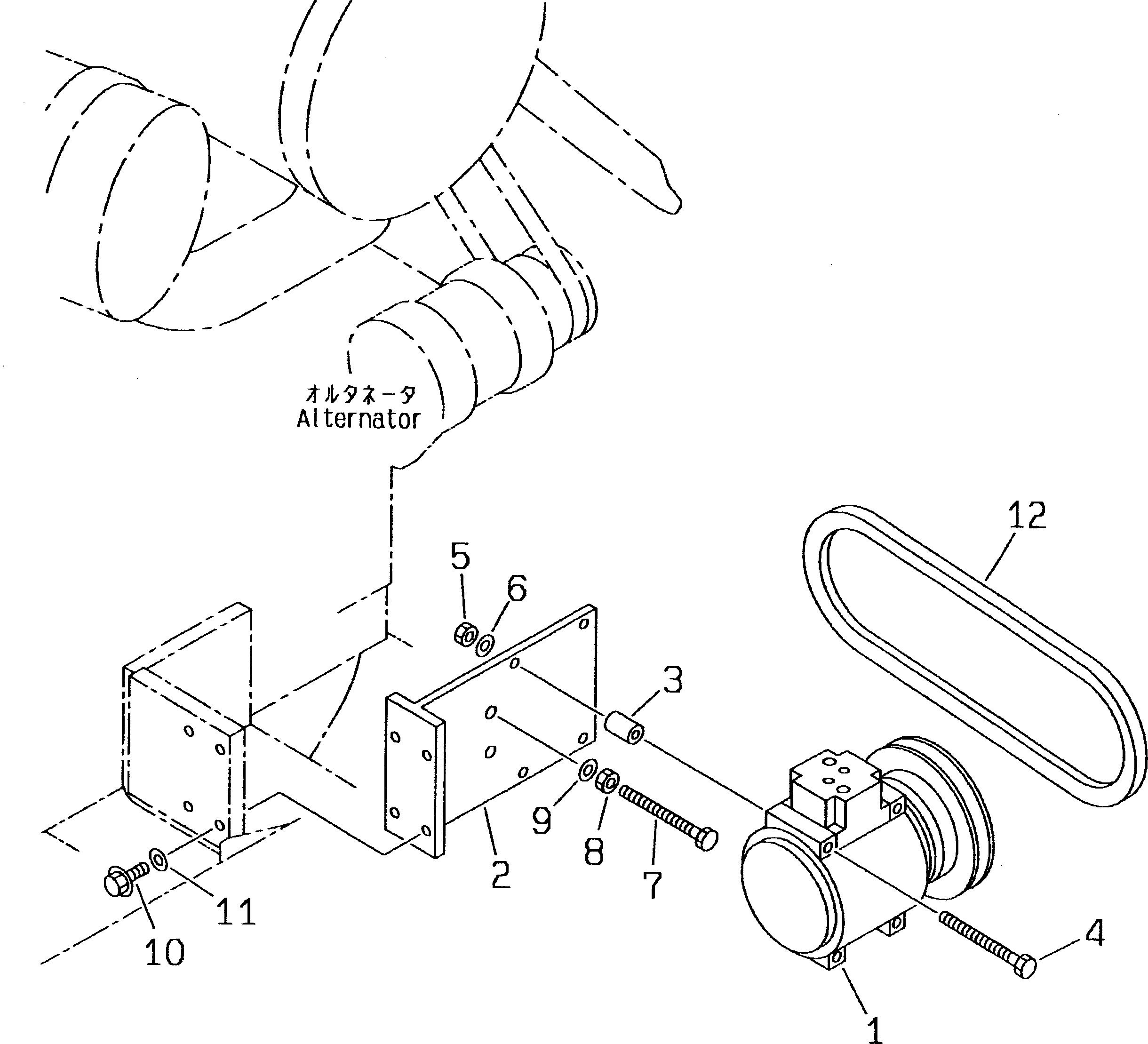 Wheel Loaders Komatsu / WA120-3 S/N 50001-52999 (3-Speed Transmission Spec.)(wa120-3c) / AIR CONDITIONER RELATED PARTS (1/8) (AIR COMPRESSOR MOUNTING)(#50001-)(150530 : 5621)