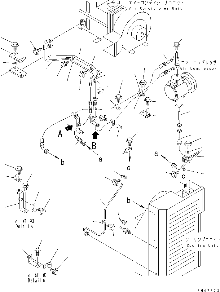 Wheel Loaders Komatsu / WA120-3 S/N 50001-52999 (3-Speed Transmission Spec.)(wa120-3c) / AIR CONDITIONER RELATED PARTS (2/8) (AIR COMPRESSOR PIPING)(#50001-)(150540 : 5622)