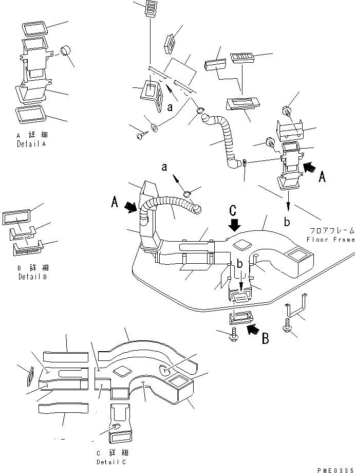 Wheel Loaders Komatsu / WA120-3 S/N 50001-52999 (3-Speed Transmission Spec.)(wa120-3c) / AIR CONDITIONER RELATED PARTS (6/8) (AIR DUCT AND DEFROSTER)(#50001-)(150580 : 5626)