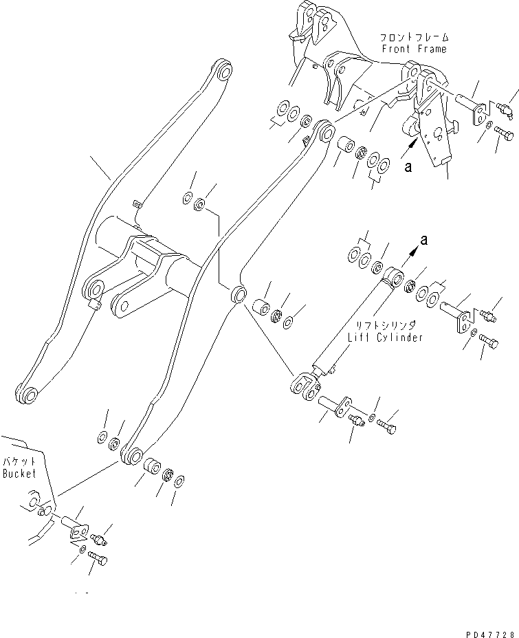 Wheel Loaders Komatsu / WA120-3 S/N 50001-52999 (3-Speed Transmission Spec.)(wa120-3c) / LIFT ARM (WITH FRONT ATTACHMENT) (WITH 3-SPOOL CONTROL VALVE)(#50001-)(210030 : 7003)