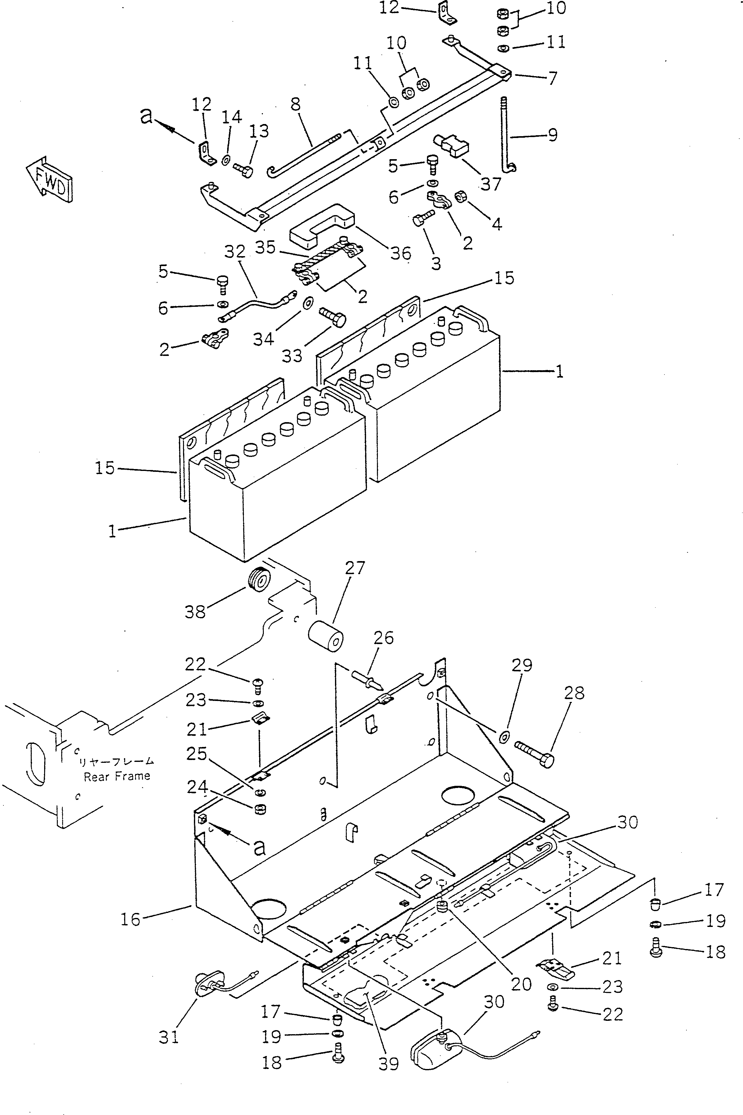 Wheel Loaders Komatsu / WA150-1 S/N 10001-UP(wa150-1r) / BATTERY AND BATTERY BOX(#10001-19999)(030120 : 1401)