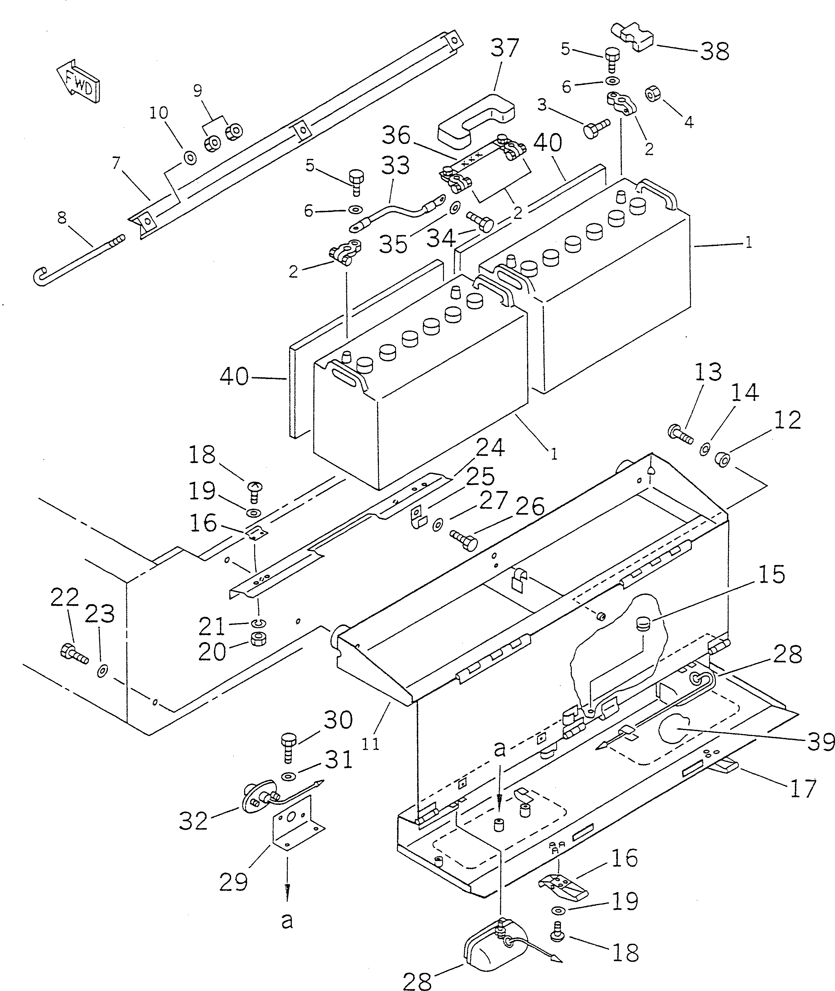 Wheel Loaders Komatsu / WA150-1 S/N 10001-UP(wa150-1r) / BATTERY AND BATTERY BOX(#20001-)(030130 : 1401A)
