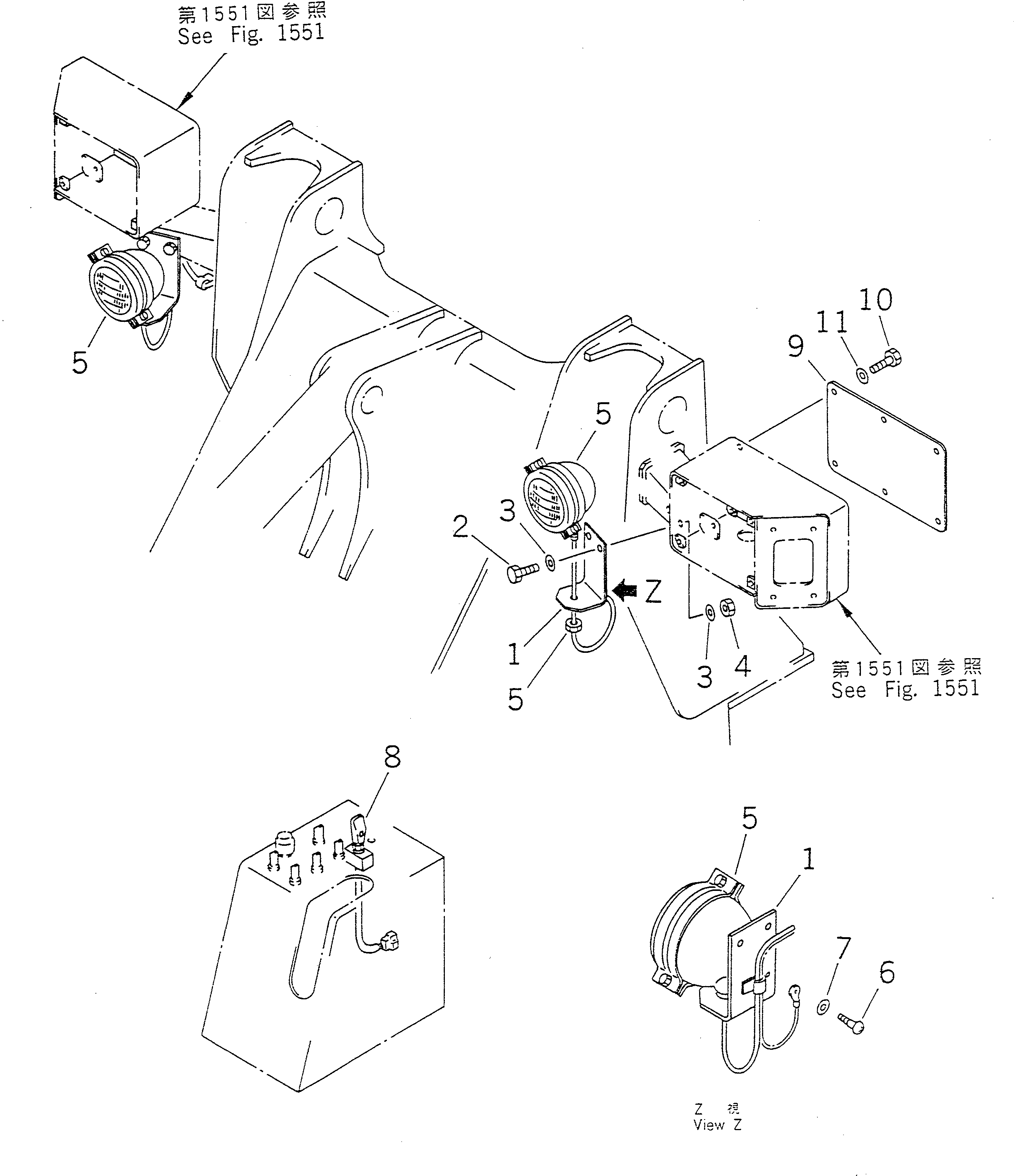 Wheel Loaders Komatsu / WA150-1 S/N 10001-UP(wa150-1r) / FOG LAMP(030230 : 1561)