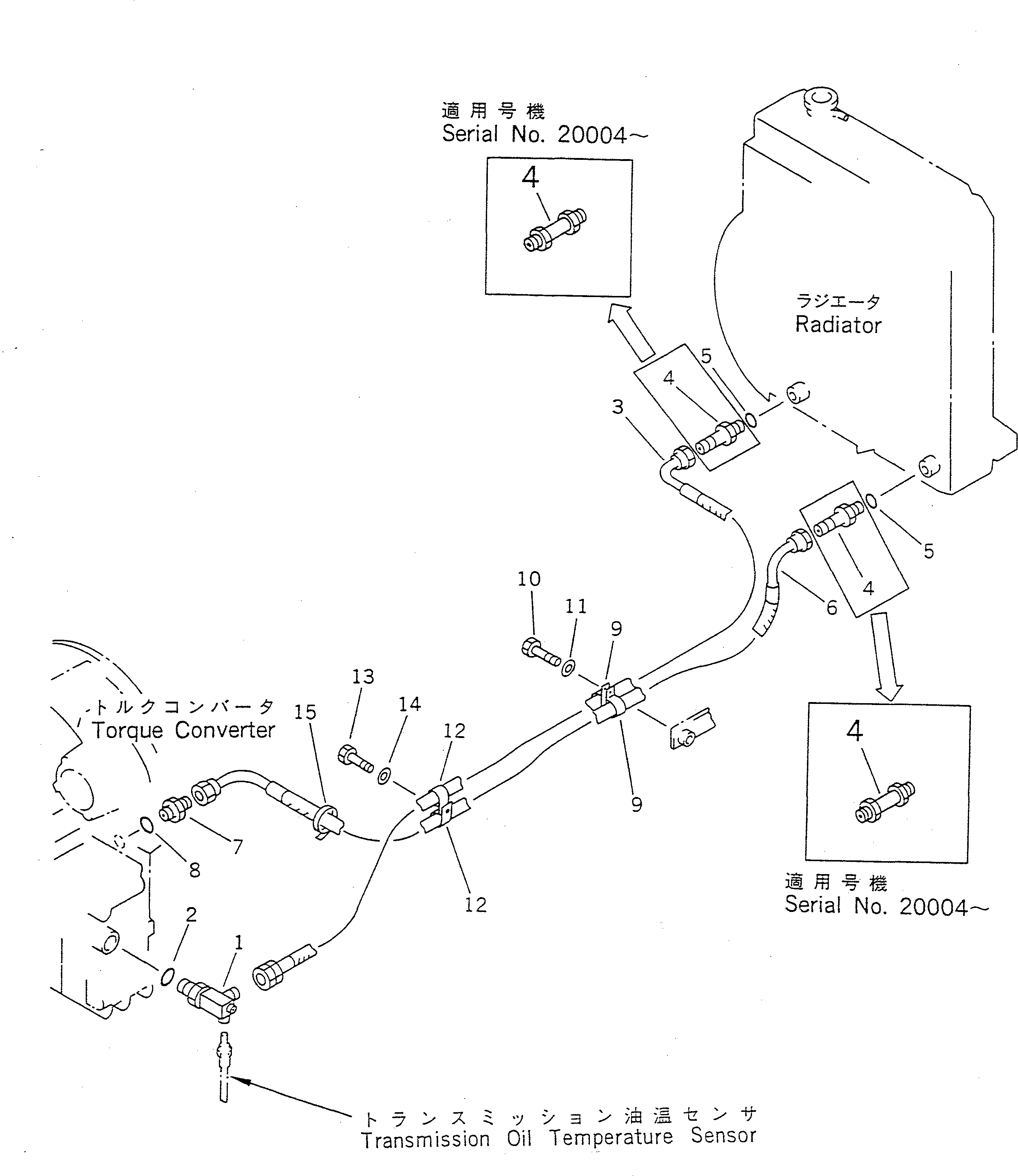 Wheel Loaders Komatsu / WA150-1 S/N 10001-UP(wa150-1r) / TORQFLOW TRANSMISSION PIPING (OIL COOLER LINE)(#20001-)(060250 : 2601A)