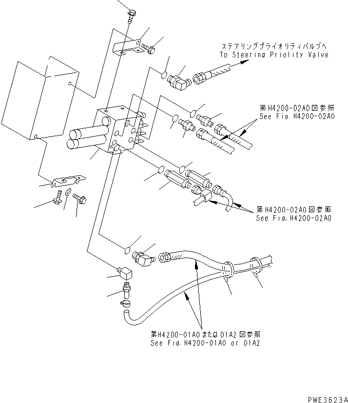 Wheel Loaders Komatsu / WA150-3-SN S/N 63001-UP(wa150-4r) / HYDRAULIC MAIN VALVE (CONTROL VALVE AND PIPING) (WITH 2-SPOOL    VALVE)(180050 : H0120-01A0)