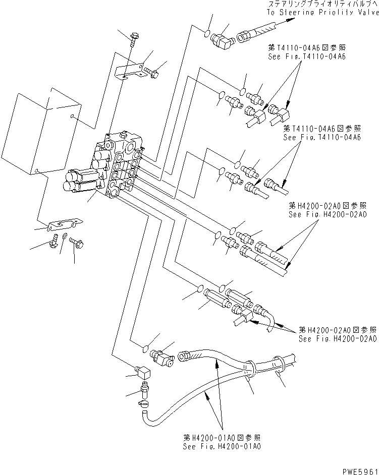 Wheel Loaders Komatsu / WA150-3-SN S/N 63001-UP(wa150-4r) / HYDRAULIC MAIN VALVE (CONTROL VALVE AND PIPING) (WITH 4-SPOOL    VALVE)(180070 : H0120-01A2)
