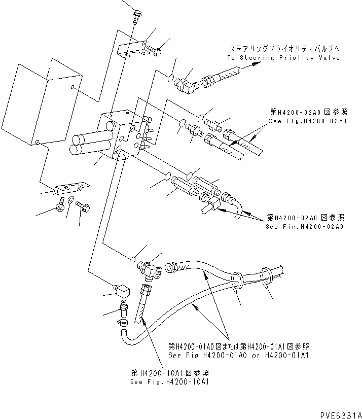 Wheel Loaders Komatsu / WA150-3-SN S/N 63001-UP(wa150-4r) / HYDRAULIC MAIN VALVE (2-SPOOL VALVE AND PIPING) (WITH E.C.S.S.)(180090 : H0120-01A5)
