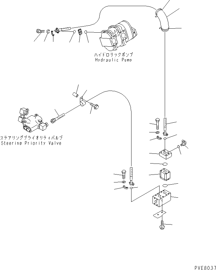 Wheel Loaders Komatsu / WA150-3-SN S/N 63001-UP(wa150-4r) / HYDRAULIC PUMP (PUMP TO STEERING PRIORITY VALVE LINE)            (WITH EMERGENCY STEERING)(180160 : H0210-02A1)
