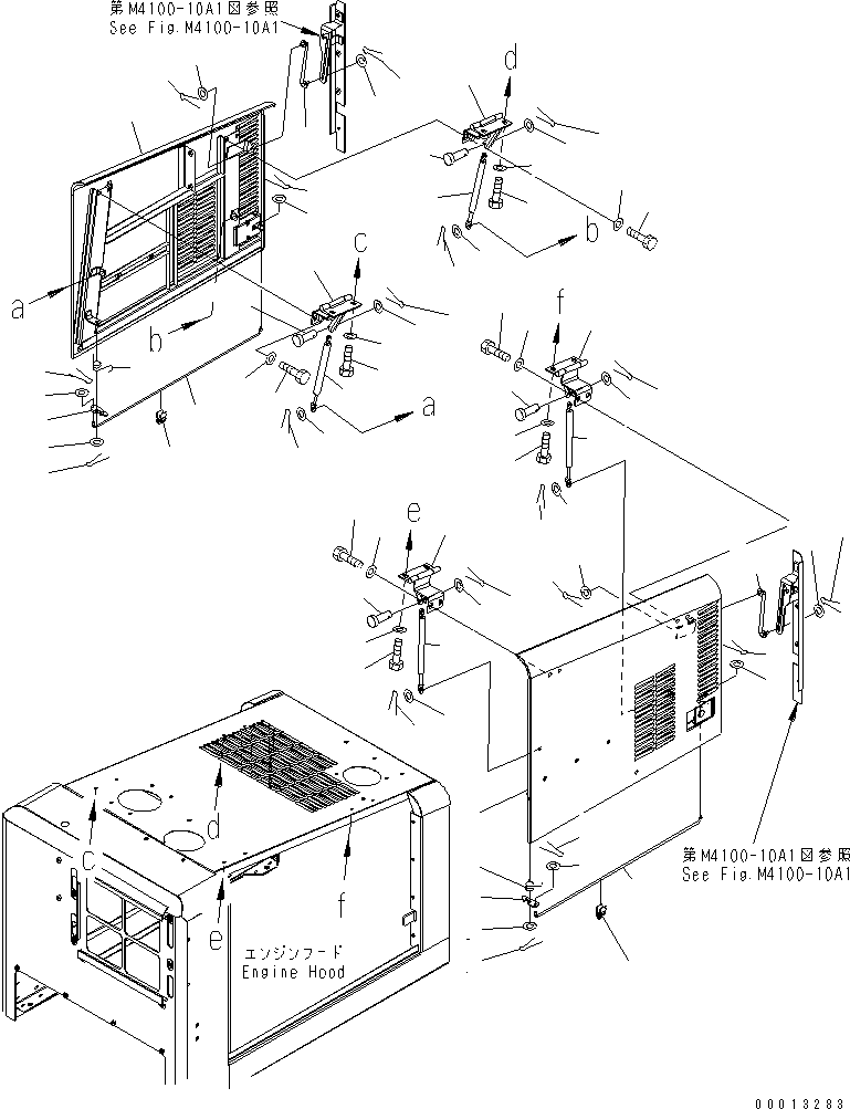 Wheel Loaders Komatsu / WA150-5 S/N 65001-UP (Cab Spec.)(wa150-5c) / HOOD (DOOR) (FOR WIDE FENDER)(270040 : M4100-03A1)