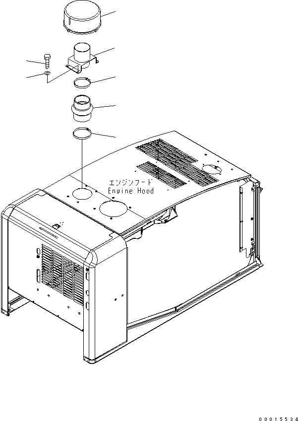 Wheel Loaders Komatsu / WA150-5 S/N 65001-UP (Cab Spec.)(wa150-5c) / HOOD (PRE-CLEANER) (FOR EXCEPT JAPAN)(270110 : M4100-09B9)