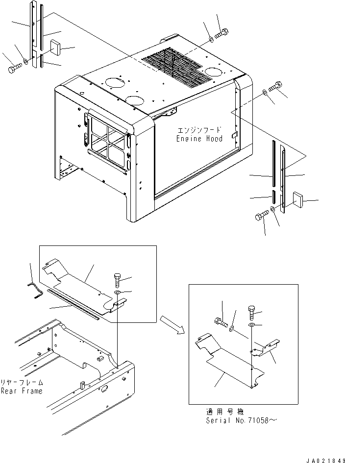 Wheel Loaders Komatsu / WA150-5 S/N 65001-UP (Cab Spec.)(wa150-5c) / HOOD (BAFFLE PLATE)(270120 : M4100-10A0)