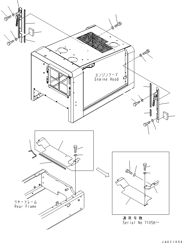 Wheel Loaders Komatsu / WA150-5 S/N 65001-UP (Cab Spec.)(wa150-5c) / HOOD (BAFFLE PLATE) (FOR WIDE FENDER)(270130 : M4100-10A1)
