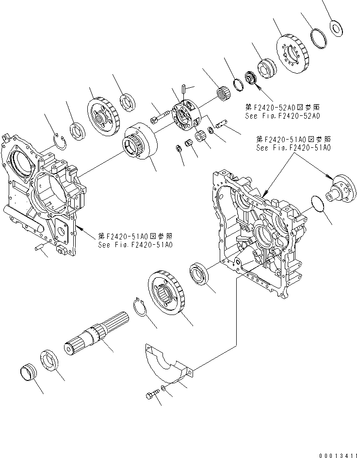 Wheel Loaders Komatsu / WA150-5-A S/N 65001-UP(wa150-5r) / TRANSFER (3/4) (GEAR)(150060 : F2420-53A0)