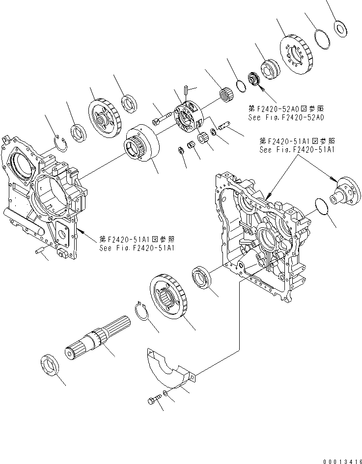 Wheel Loaders Komatsu / WA150-5-A S/N 65001-UP(wa150-5r) / TRANSFER (3/4) (GEAR) (TACHOGRAPH)(150070 : F2420-53A1)