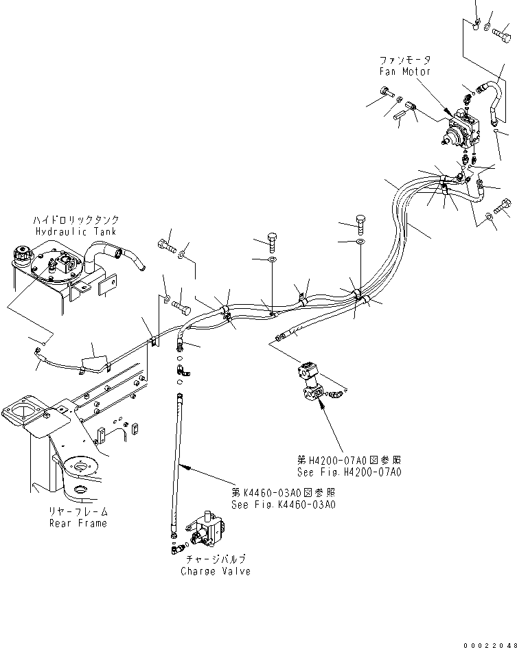 Wheel Loaders Komatsu / WA150-5-TK S/N 65001-UP(wa150-8r) / FAN DRIVE PIPING (FOR REVERSE FAN)(180090 : H2260-02A2)