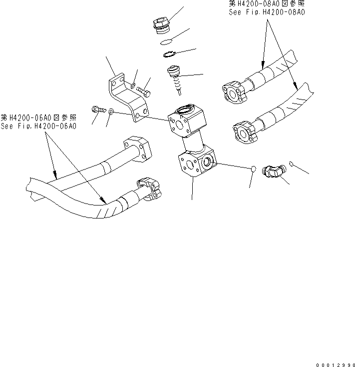 Wheel Loaders Komatsu / WA150-5-TK S/N 65001-UP(wa150-8r) / HYDRAULIC PIPING (VALVE)(180160 : H4200-07A0)