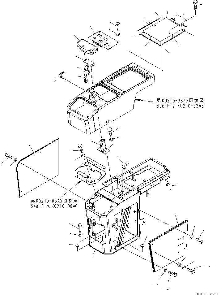 Wheel Loaders Komatsu / WA150-5-TK S/N 65001-UP(wa150-8r) / FLOOR (CONSOLE BOX) (R.H.) (FOR CANOPY)(240060 : K0210-06A5)