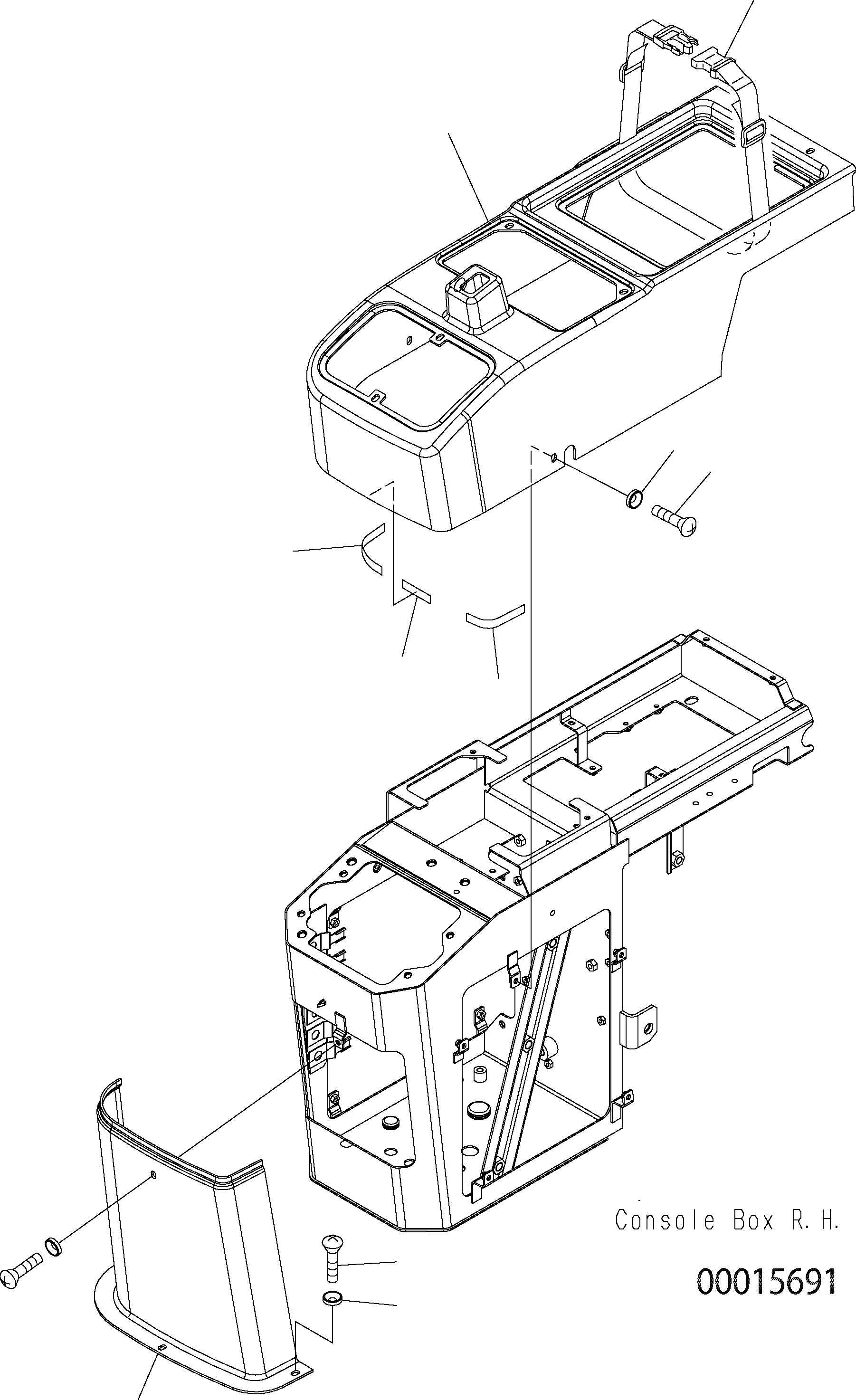 Wheel Loaders Komatsu / WA150PZ-5 S/N H50001 - Up(wa150pz) / FLOOR (CONSOLE BOX COVER RHS MFL)(K0-23 : K0210-08A6)
