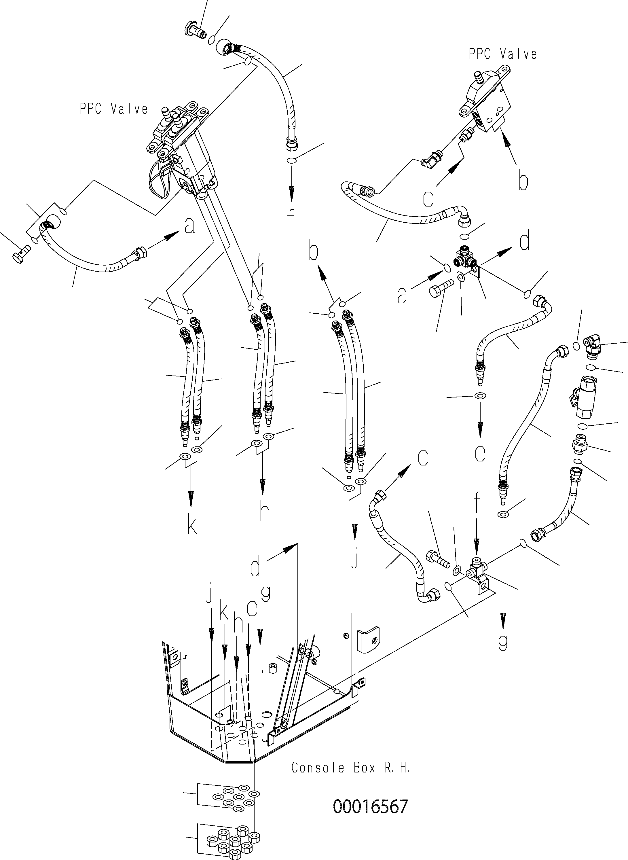Wheel Loaders Komatsu / WA150PZ-5 S/N H50001 - Up(wa150pz) / FLOOR (LOADER CONTROL HOSES 3 LEVER 3-SPOOL F/R SWITCH WITH / WITHOUT E.C.S.S.)(K0-37 : K0210-11A3)