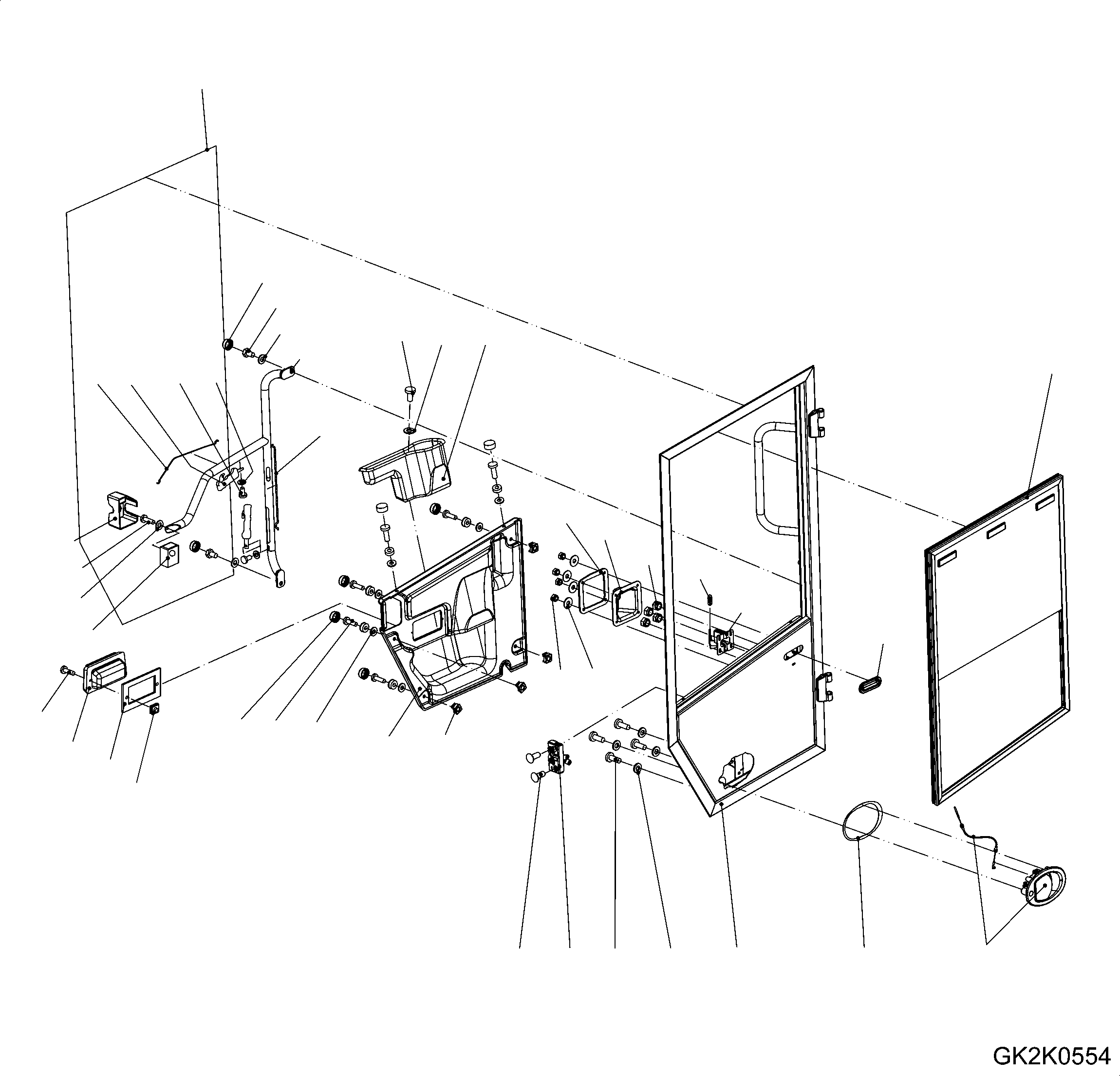 Wheel Loaders Komatsu / WA150PZ-5 S/N H50001 - Up(wa150pz) / ROPS CAB (DOOR LHS INNER PARTS) (ROPS MODEL NO: 419-925-H010)(K0-87 : K0210-55A5)