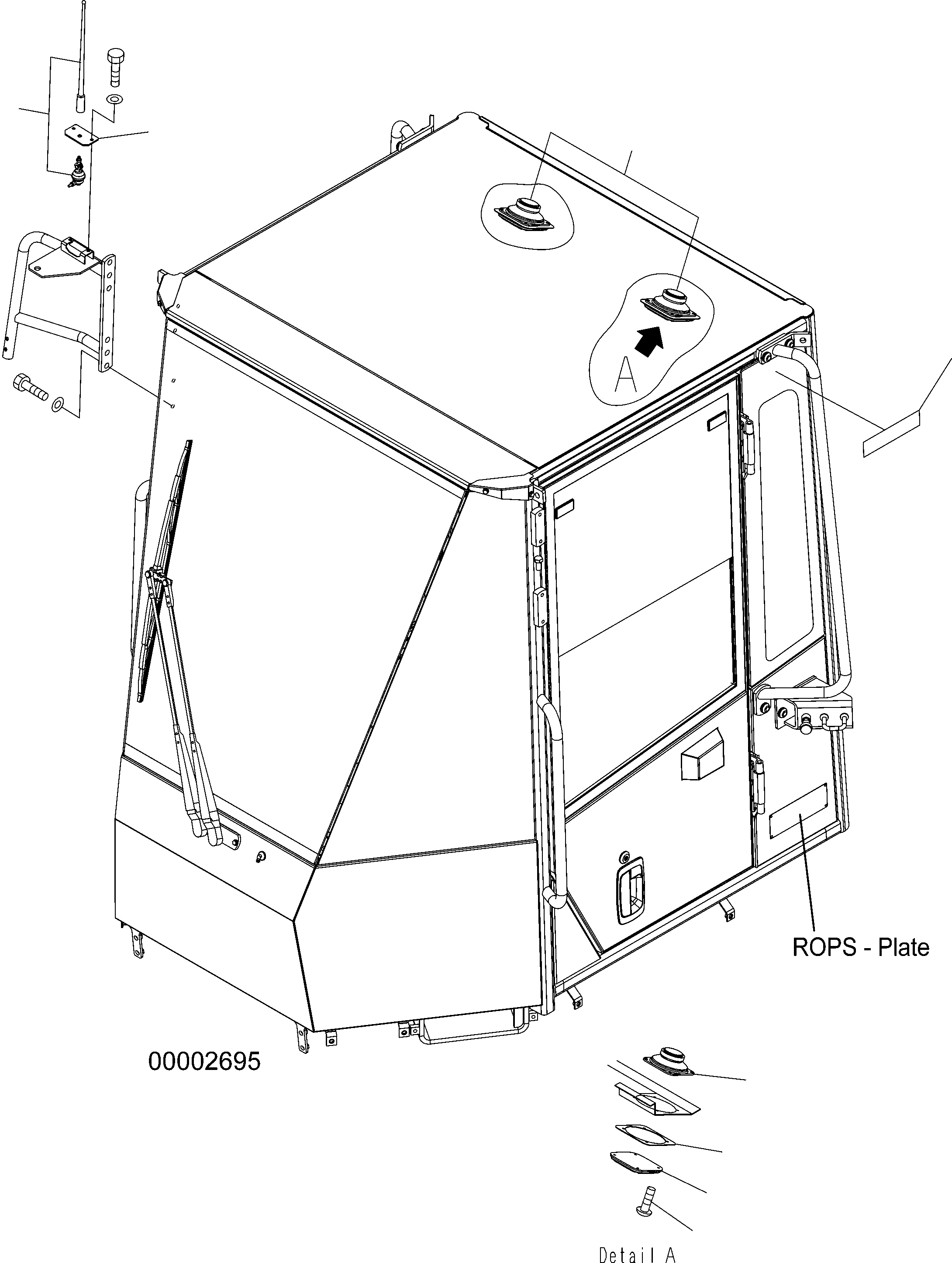 Wheel Loaders Komatsu / WA150PZ-5 S/N H50001 - Up(wa150pz) / ROPS CAB (MARK AND ANTENNA, SPEAKER) (ROPS MODEL NO: 11202760-P01)(K0-97 : K0210-58A3)