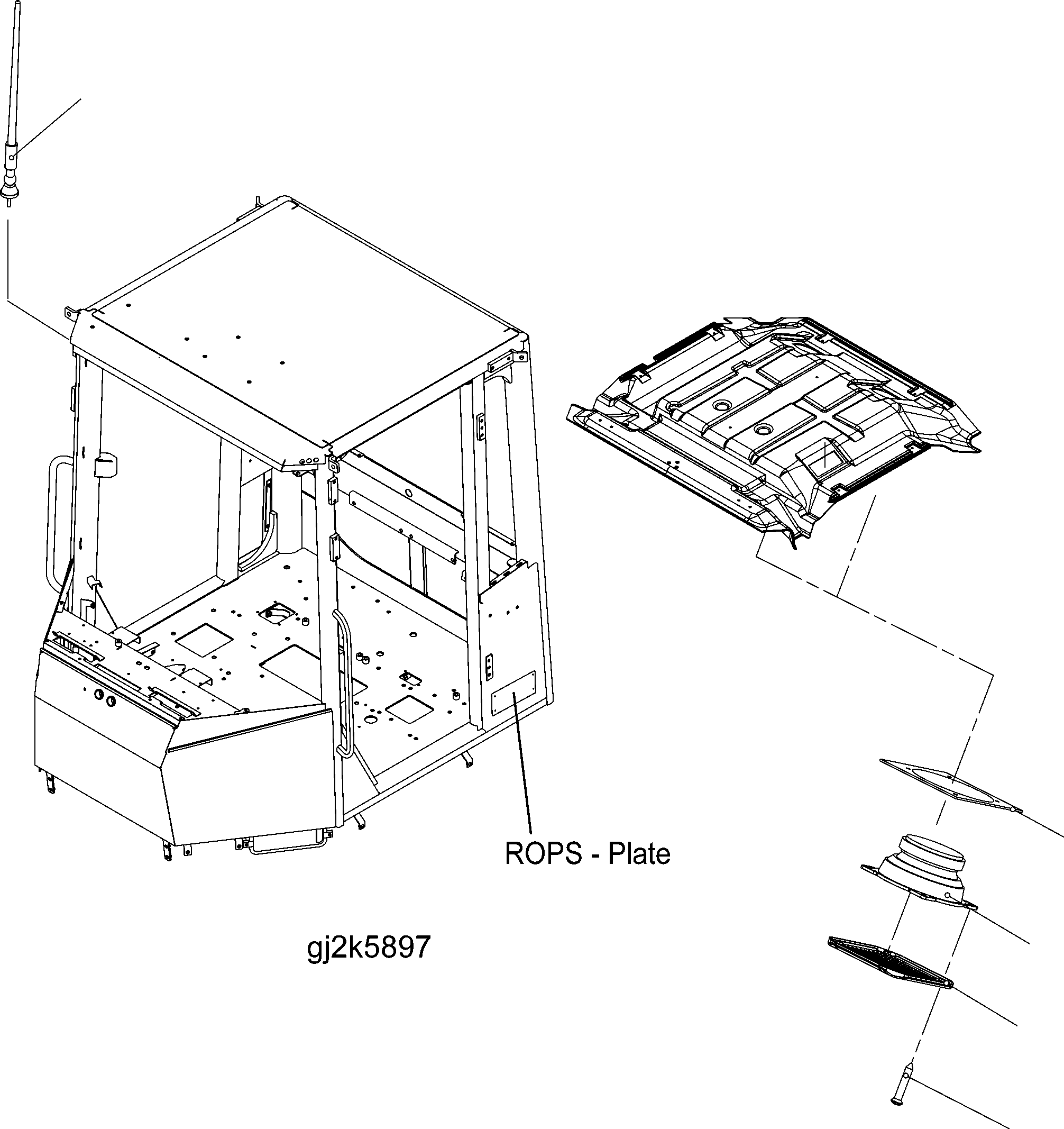 Wheel Loaders Komatsu / WA150PZ-5 S/N H50001 - Up(wa150pz) / ROPS CAB (ANTENNA, SPEAKER) (ROPS MODEL NO: 419-925-H010)(K0-98 : K0210-58A4)