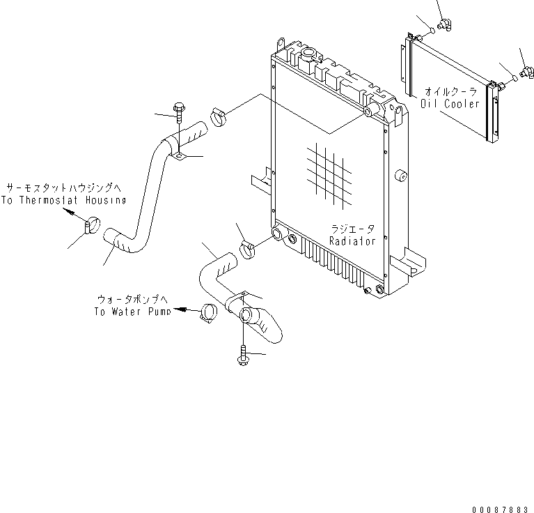Wheel Loaders Komatsu / WA180-3 S/N 53001-UP (m/c)(wa180-0c) / RADIATOR (ENGINE LINE) (D TYPE)(#54572-)(060080 : C0110-02A5)