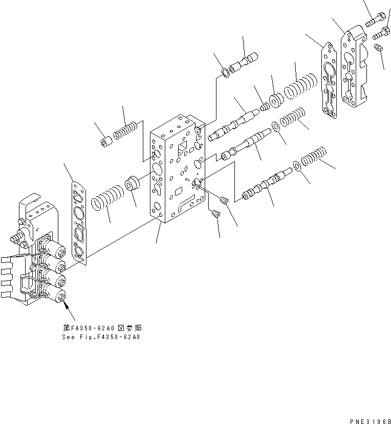 Wheel Loaders Komatsu / WA180-3 S/N 53001-UP (m/c)(wa180-0c) / TRANSMISSION CONTROL VALVE (3/4) (LOWER VALVE)(#53001-(67748))(150240 : F4350-61A0)