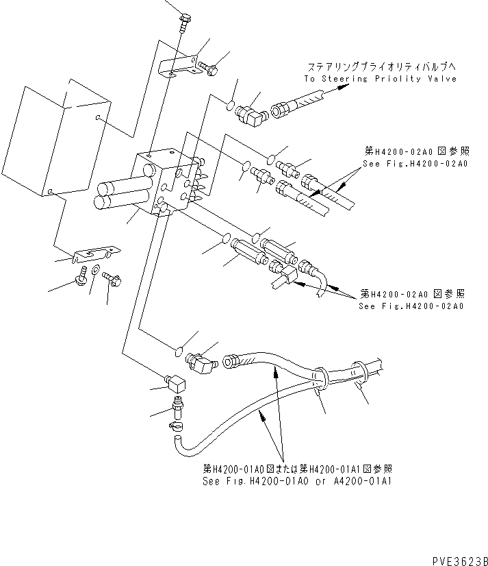 Wheel Loaders Komatsu / WA180-3 S/N 53001-UP (m/c)(wa180-0c) / HYDRAULIC MAIN VALVE (2-SPOOL VALVE AND PIPING)(180050 : H0120-01A0)