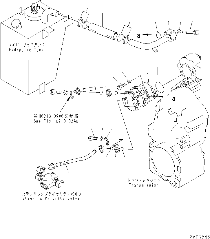 Wheel Loaders Komatsu / WA180-3 S/N 53001-UP (m/c)(wa180-0c) / HYDRAULIC PUMP (SUCTION AND DELIVERY LINE) (WITH EMERGENCY STEERING)(180120 : H0210-01A0)