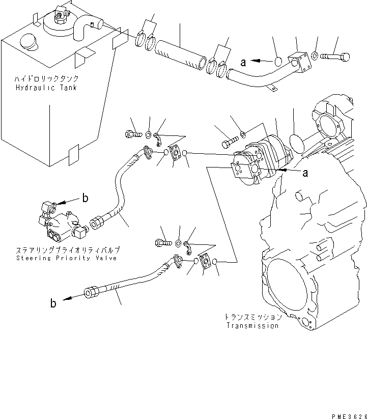 Wheel Loaders Komatsu / WA180-3 S/N 53001-UP (m/c)(wa180-0c) / HYDRAULIC PUMP (SUCTION AND DELIVERY LINE) (WITHOUT EMERGENCY STEERING)(180130 : H0210-01A1)