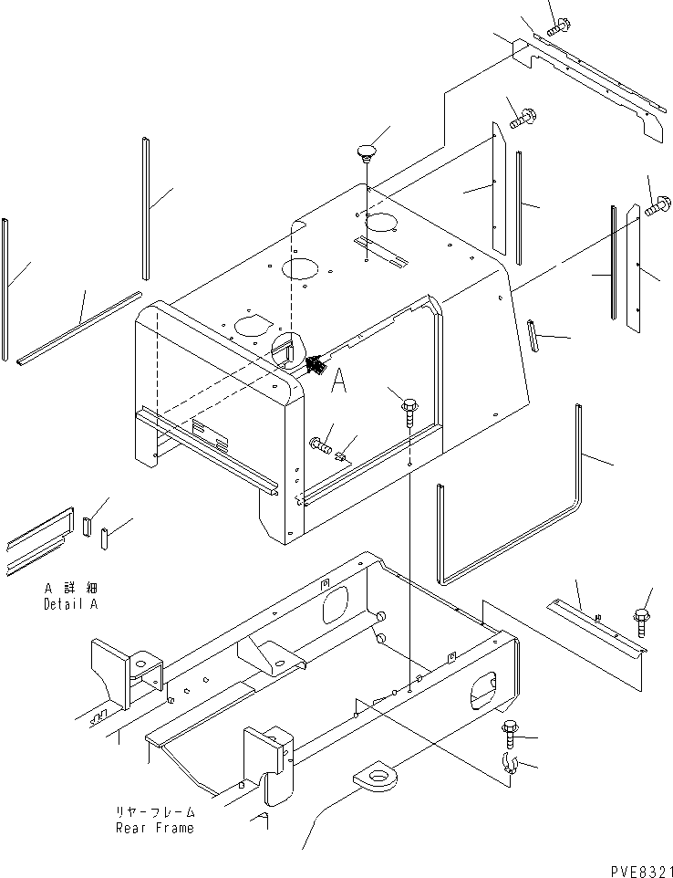 Wheel Loaders Komatsu / WA180-3 S/N 53001-UP (m/c)(wa180-0c) / HOOD (ENGINE HOOD RELATED PARTS) (WITH ANTI CLOG RADIATOR)(270040 : M4100-03A3)