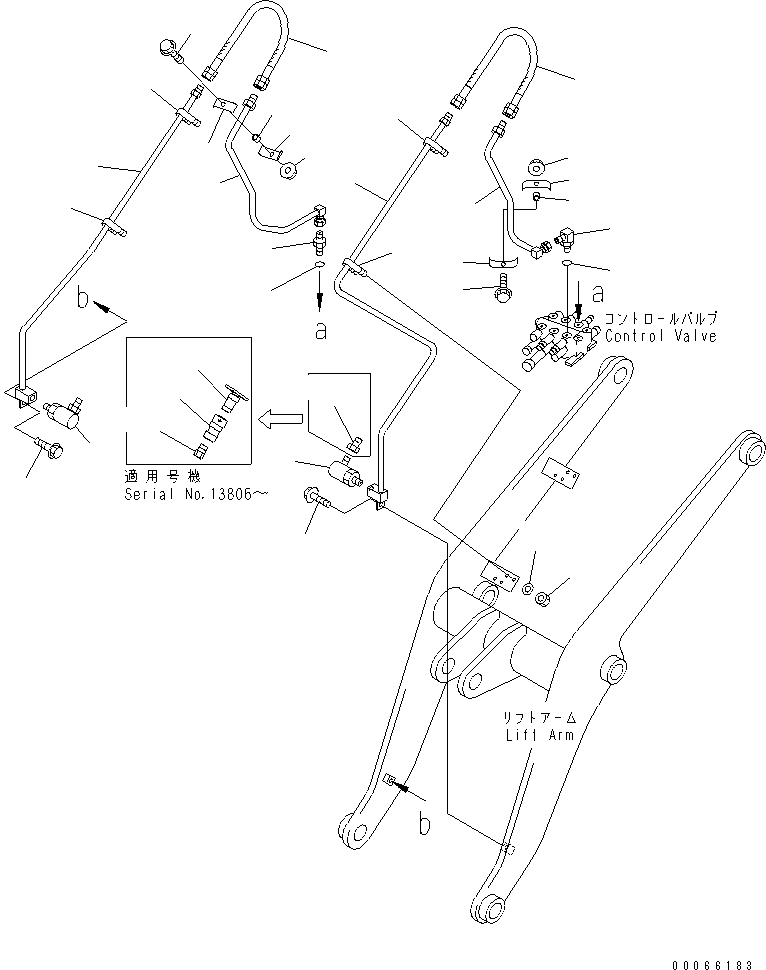 Wheel Loaders Komatsu / WA20-2 S/N 10001-UP(wa20-2c) / HYDRAULIC PIPING (FRONT ATTACHMENT LINE) (FOR BUCKET POSITIONER) (FOR HIGH LIFT ARM)(#13801-)(180340 : H4450-01A4)