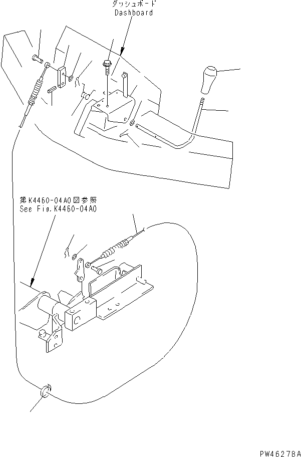 Wheel Loaders Komatsu / WA20-2 S/N 10001-UP(wa20-2c) / PARKING BRAKE LEVER AND LINKAGE (2/2)(#10001-13800)(241020 : K4460-02A0)