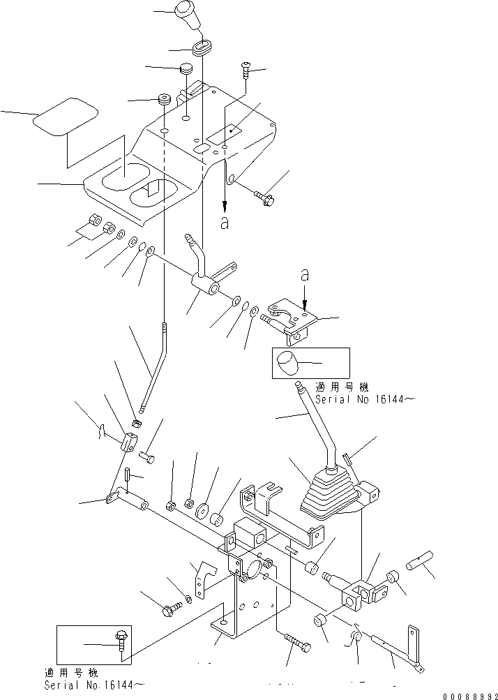 Wheel Loaders Komatsu / WA20-2 S/N 10001-UP(wa20-2c) / WORK EQUIPMENT CONTROL LEVER AND LINKAGE (1/2) (WITH HAND THROTTL)(#13801-)(241130 : K4500-01A1A)
