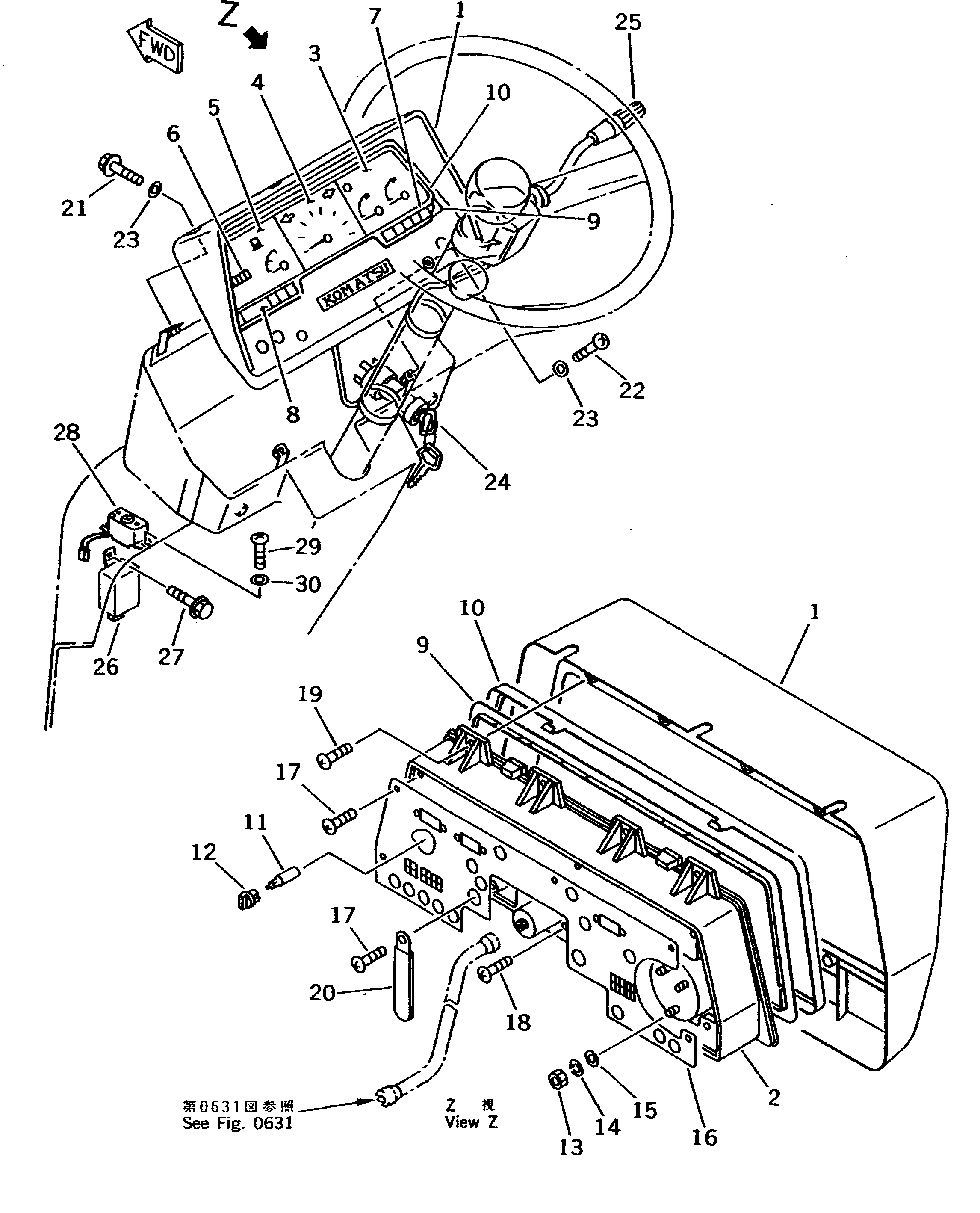 Wheel Loaders Komatsu / WA20-2 S/N 10001-UP(wa20-2r) / INSTRUMENT PANEL(#10001-11241)(120050 : E0260-01A0)