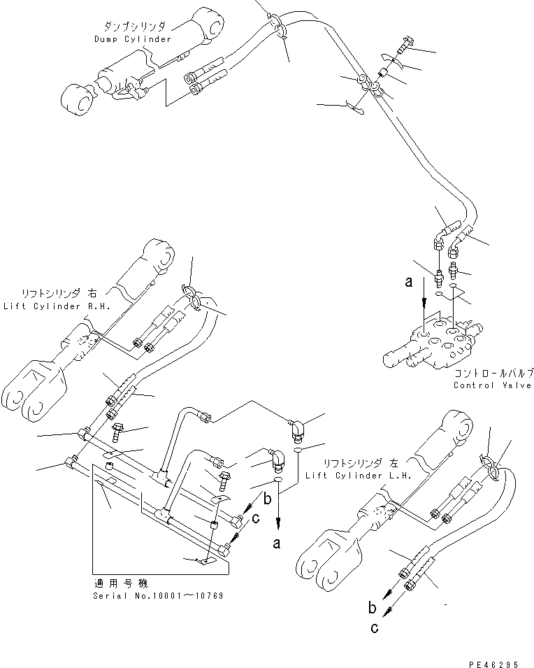 Wheel Loaders Komatsu / WA20-2 S/N 10001-UP(wa20-2r) / HYDRAULIC PIPING (LIFT AND DUMP CYLINDER LINE)(180070 : H4200-03A0)