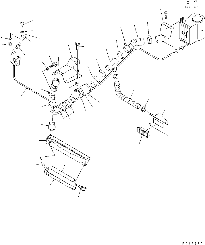 Wheel Loaders Komatsu / WA20-2 S/N 10001-UP(wa20-2r) / CAR HEATER AND DEFROSTER (2/2) (AIR HOSE AND WIRING)(#11270-)(240390 : K0710-02A0A)