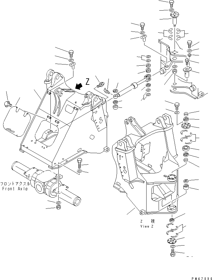 Wheel Loaders Komatsu / WA200-3-X S/N 60001-62999(wa200-0r) / FRONT FRAME (WITH FRONT ATTACHMENT) (WITH 3-SPOOL CONTROL VALVE)(#60001-)(150020 : 5003)