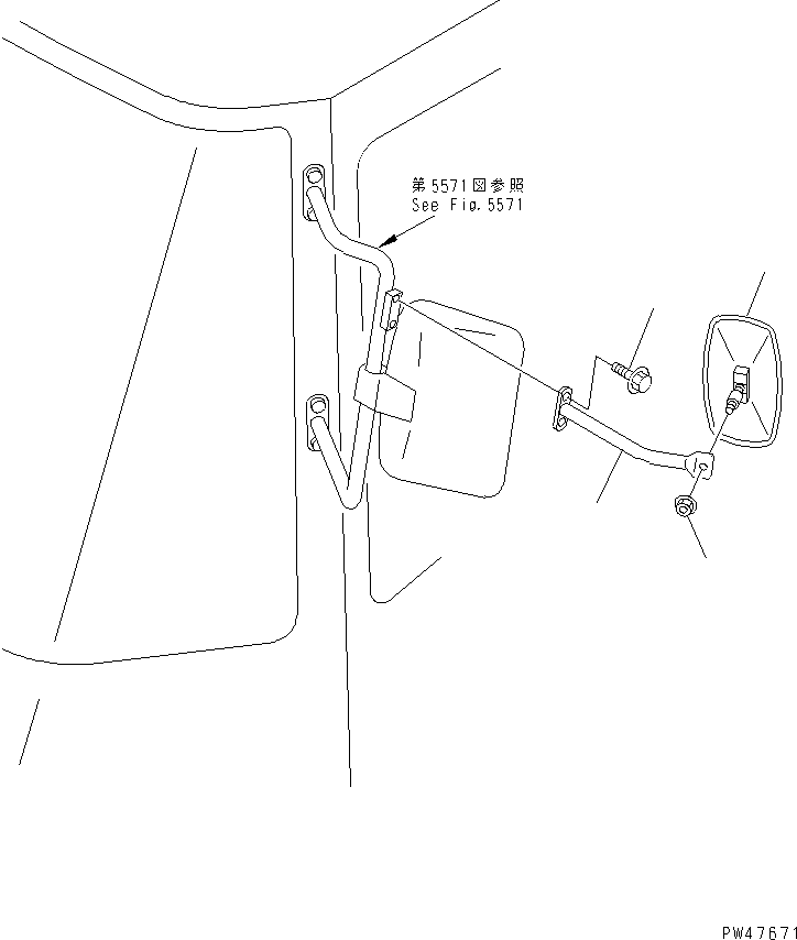 Wheel Loaders Komatsu / WA200-3-X S/N 60001-62999(wa200-0r) / ADDITIONAL REAR VIEW MIRROR (VEHICLE INSPECTION PARTS) (WITH CAB)(#60001-)(150510 : 5575)